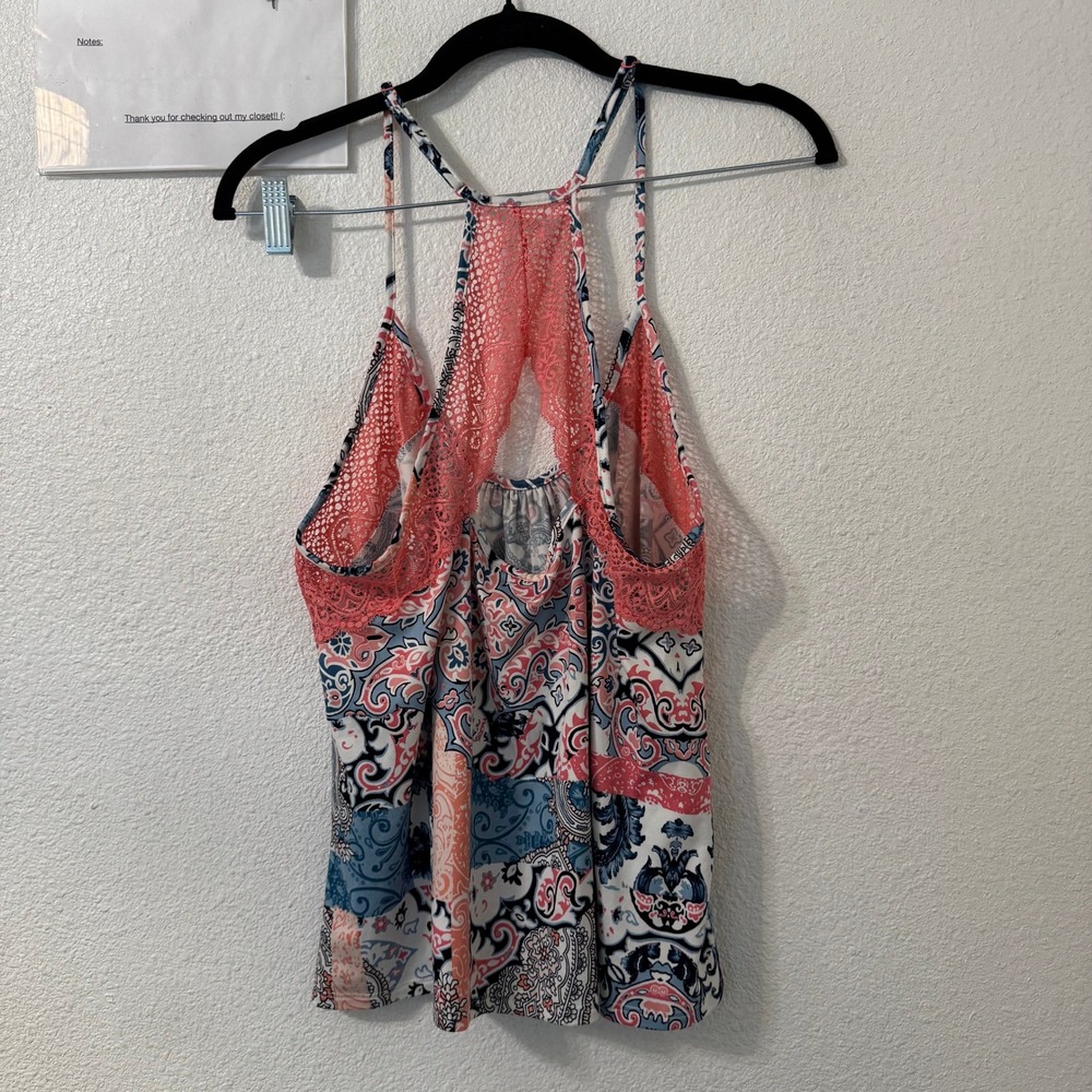 In Bloom by Jonquil Pajama Set Medium Paisley Lace Racerback Cami Wide Leg Pants - Picture 3 of 8